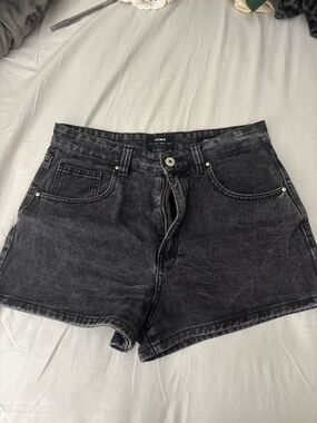 Cotton On Charcoal Washed High‑Waist Denim Shorts
